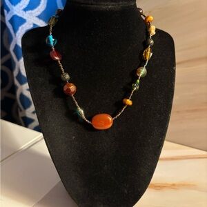 🛍️3/$25🛍️ Lia Sophia Bronze Tone Multi Colored Beaded Necklace 16”+3”